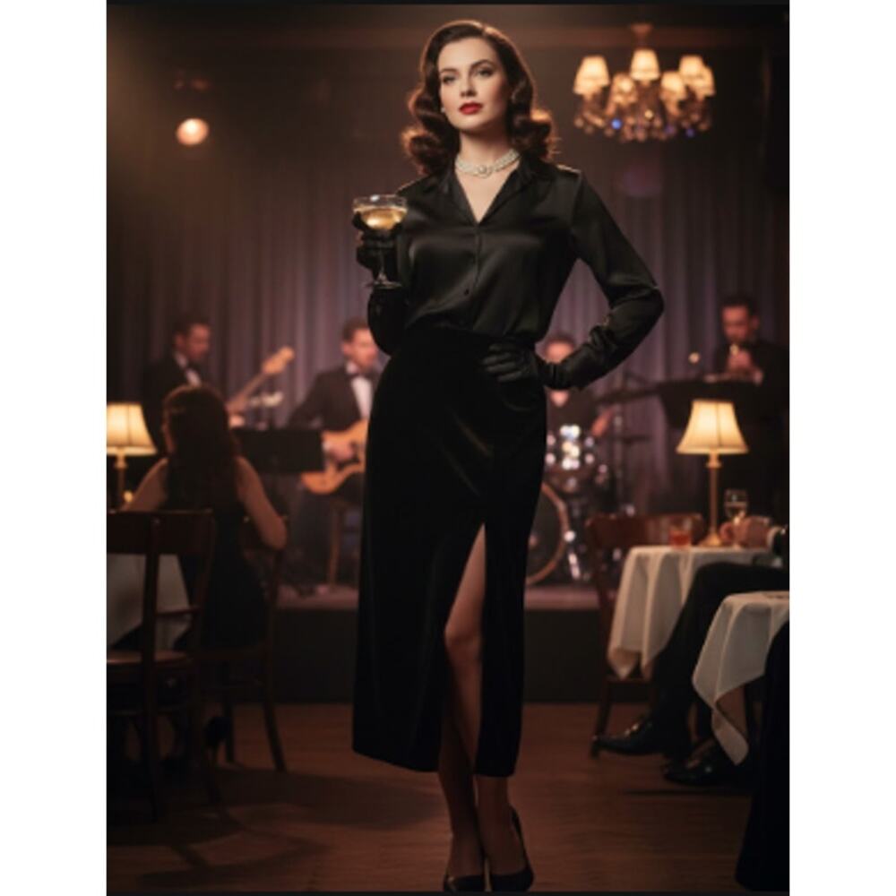 R&K Evening Vintage Velvet Maxi Skirt – Size 18